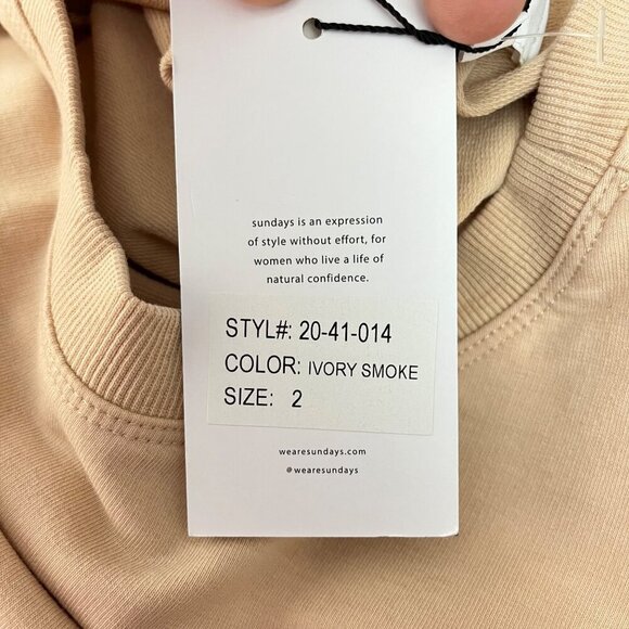 Sundays “Jane” Fringe Trimmed Sweatshirt In Ivory Smoke Size Med - Picture 7 of 10